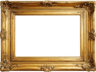 Empty gold ornate picture frame