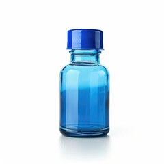 Blue glass bottle with a blue cap