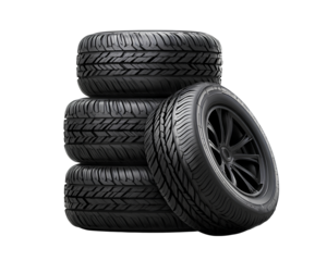 4 new tires isolated on a transparent background, PNG file