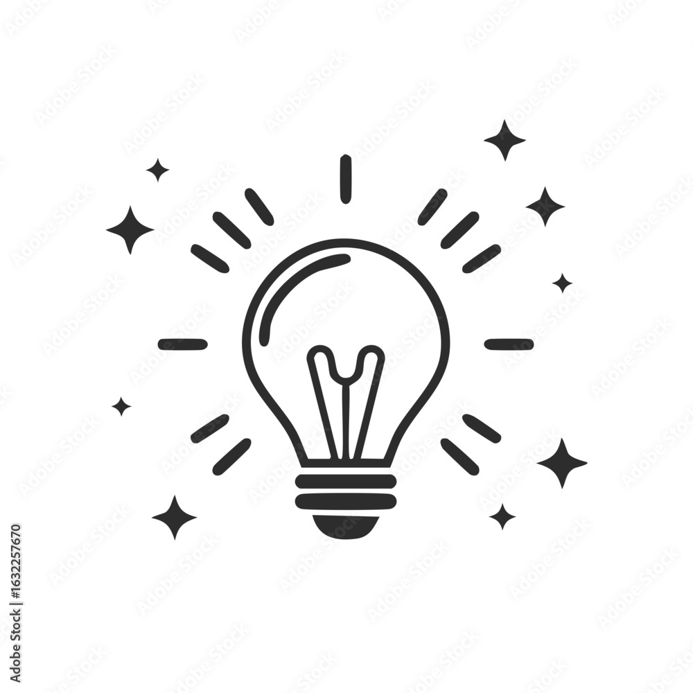 Poster lightbulb concept innovation spark icon for creative ideas or problem solving