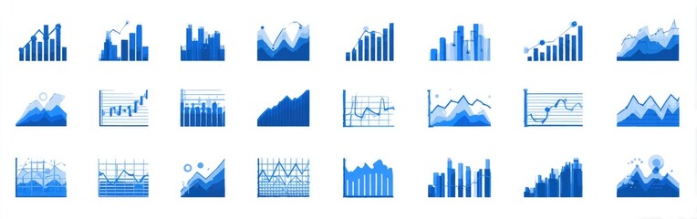 Collection of various blue charts and graphs (1)