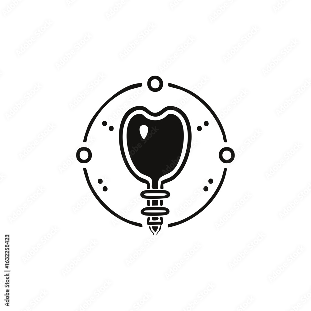 Poster abstract thyroid gland illustration with connected dots in a circular shape