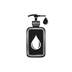 Obraz premium Liquid soap dispenser icon with a pump and drop of liquid vector illustration
