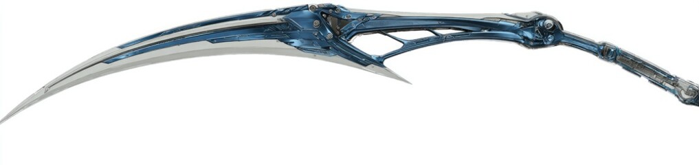 A futuristic, curved blade weapon with intricate details