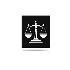 Scales of Justice Law concept, isolated on a black background with white elements.