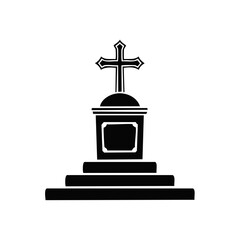 Gravestone cross symbol in vector style for memorial and religious concepts
