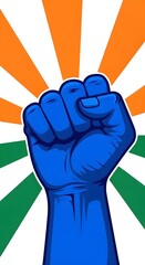 Blue Fist of Strength with Tricolor Rays – Independence Day