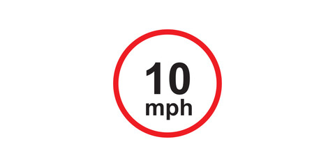 Ten miles per hour speed limit road sign
