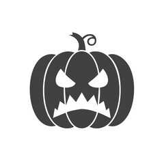 Fototapeta premium Black Halloween pumpkin with scary face graphic on white background