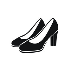 Classic women's high heel pumps simple black and white icon illustration