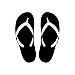 Fototapeta premium Classic black and white flip flops pair summer footwear simple vector icon