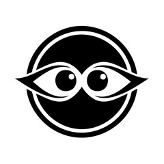 Fototapeta premium Mysterious masked eyes in a circle logo icon. Watchful spy or ninja symbol vector graphic.