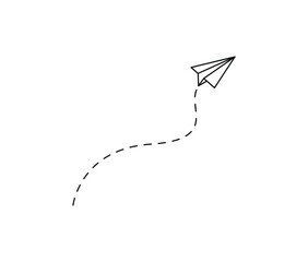 dashed line paper plane icon, minimal and clean design, suitable for delivery, startup, or creative symbol.