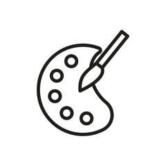 Art palette and brush icon in simple black outline, ideal for education, art, or creative tool concepts.