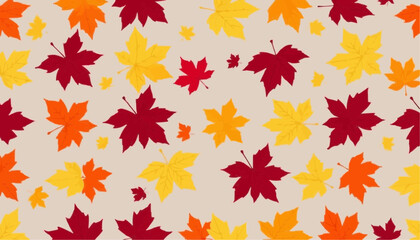 Autumn leaves pattern in vibrant colors on a light background  
