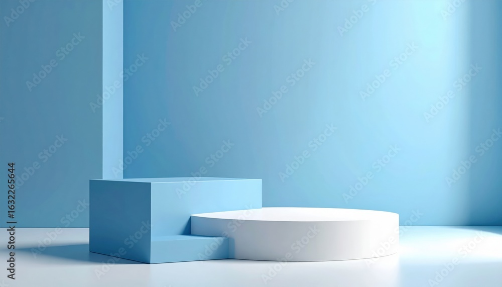 Poster modern architectural display minimalist studio 3d render calm environment eye-level perspective cont