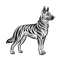 Fototapeta premium German Shepherd dog stylized black and white illustration