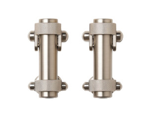 Two cylindrical, metallic components, likely for a support system