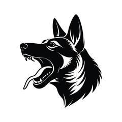 Fototapeta premium Black Silhouette German Shepherd Head Profile canine