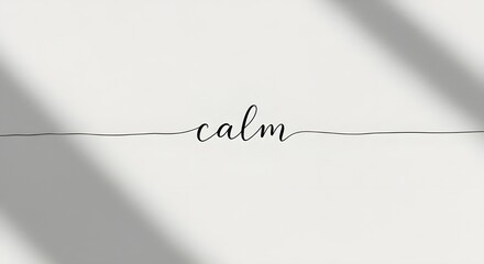Minimalist word art featuring the word "calm" in elegant script with a continuous black line on a soft white background. Peaceful, aesthetic, and ideal for design or inspiration themes.