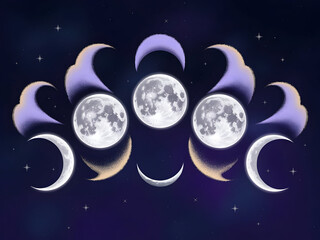 Celestial bodies phases cosmic celestial bodies moon night