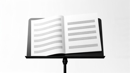 Open music stand with blank sheet music