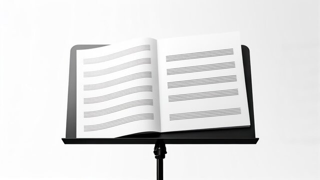 Open music stand with blank sheet music