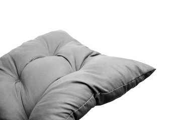 Soft gray cushion with tufted design, showcasing plush texture and comfortable appearance, ideal...