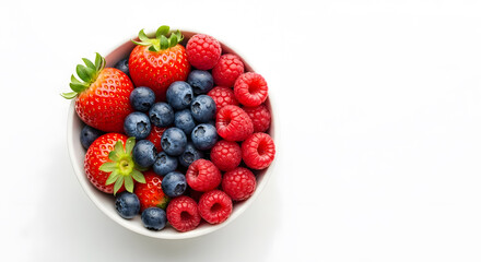 Colorful Fresh Berries in a White Bowl