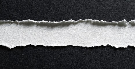 Ripped white paper strip against black background