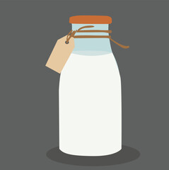 Traditional glass bottle with milk 