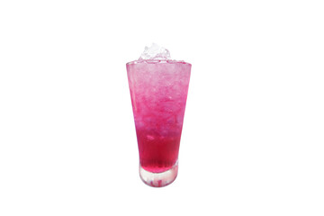 Refreshing Red Lemon Soda Ice in a Clear Glass on Transparent Background