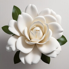  White paper flower with layered petals and leaves