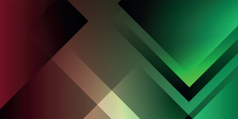 Obraz premium Modern Abstract Background With Green Gradient, Overlapping Chevron Shapes, And Dark Tones, Ideal For Technology, Finance, And Futuristic Design In Digital Media.