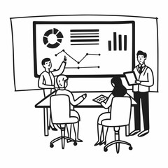 Team collaborates on business growth strategy presented with engaging data visuals