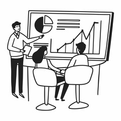 Team collaboration presenting business growth strategy with charts and graphs