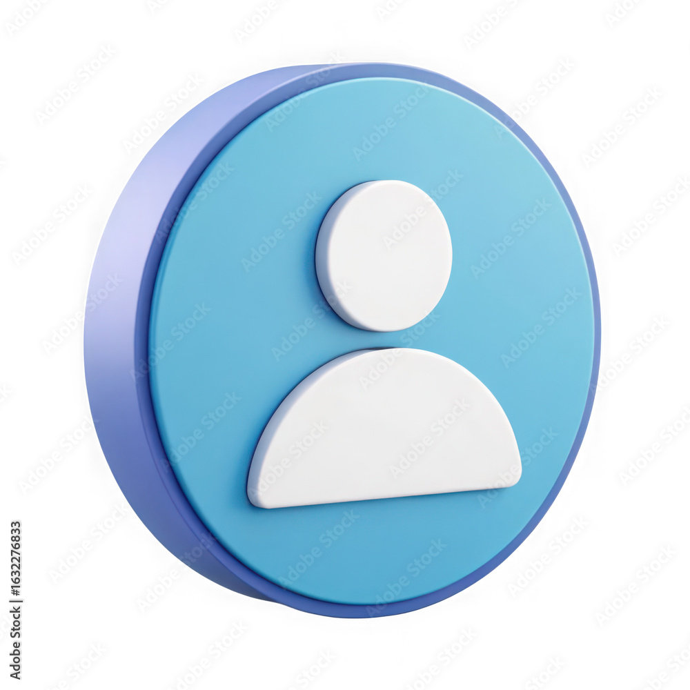 Fototapete stylized 3d rendering of a user profile icon with a light blue circular background isolated on trans