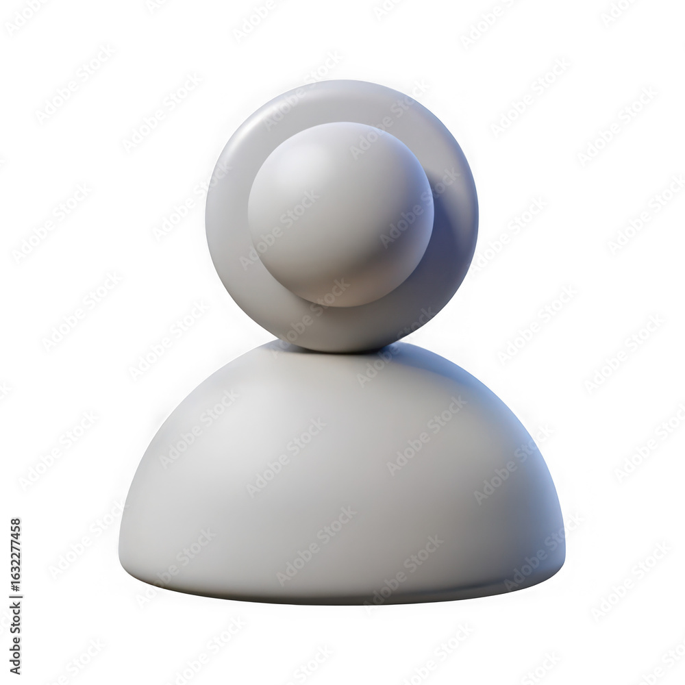 Poster 3d user profile icon or avatar in a neutral, minimalist style isolated on transparent background