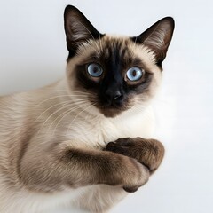 Serious Yet Cute Siamese Cat Expression