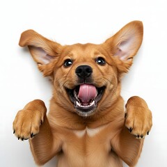 Brown Dog Lying on Back in Playful Mood