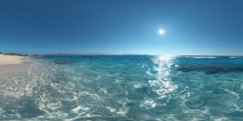 Panoramic hdr beach view ocean landscape daylight