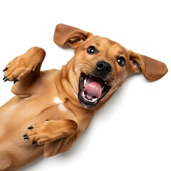 Joyful Pet Dog Relaxing and Smiling