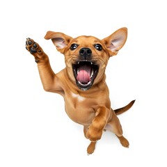 Young Puppy Having Fun on White Surface