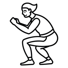 Obraz premium Squats: A person performing a squat exercise icon.