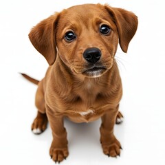 Studio Portrait of Curious Puppy Greeting with Paw
