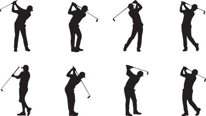 Golfer Silhouette Vector Set