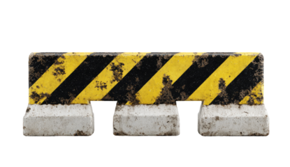 Industrial safety barrier, weathered yellow and black