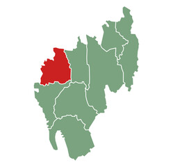 Obraz premium West Tripura district highlighted on Tripura state map