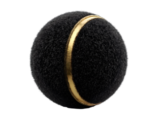 A sleek black ball featuring a shiny gold stripe, perfect for games or artistic displays. Designed for enthusiasts who appreciate unique sports equipment.