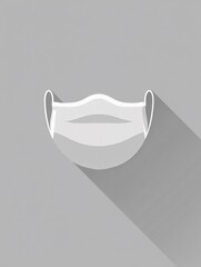 design showing a single medical mask icon centered on a soft gray background for clean, professional medical layouts. minimal icon, medical design, simple mask, gray background, centered layout, 